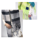 Green Classic Plaid Faux Cashmere Winter Scarf - Warm and Stylish 50 x 180 cm Design - Front View