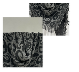 Grey Luxurious Fringe Wool and Lambswool Scarf for Women - Thick Warm 60 x 170 cm Shawl - Side View