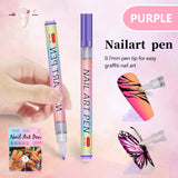 Purple 0.7mm Nail Art Doodle Pen 12 Sticks- Single Color Acrylic Marker for Nail Design, No-Bake