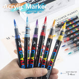 48 Colour Set Vibrant Cyan Acrylic Marker with Soft Brush Tip - 13.8 cm Professional Art Pen - Side View