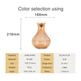 Dark Woodgrain 500ml Wood-Grain Essential Oil Aroma Diffuser with Lattice Design and Humidifier - Side View