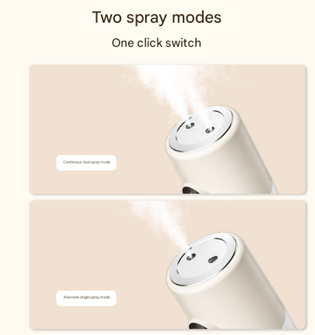 Beige + Base ortable Desktop Dual-Spray Humidifier with Air Purification for Office and Bedroom