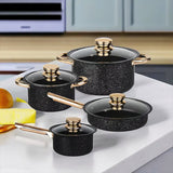 8-Piece Stainless Steel Cookware Set with Maifan Stone Non-Stick Coating - Front View