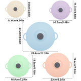 Pink Two-Set Five-Piece Silicone Fresh-Keeping Lids - Heat-Resistant, Anti-Spill, and Dust-Proof - Front View