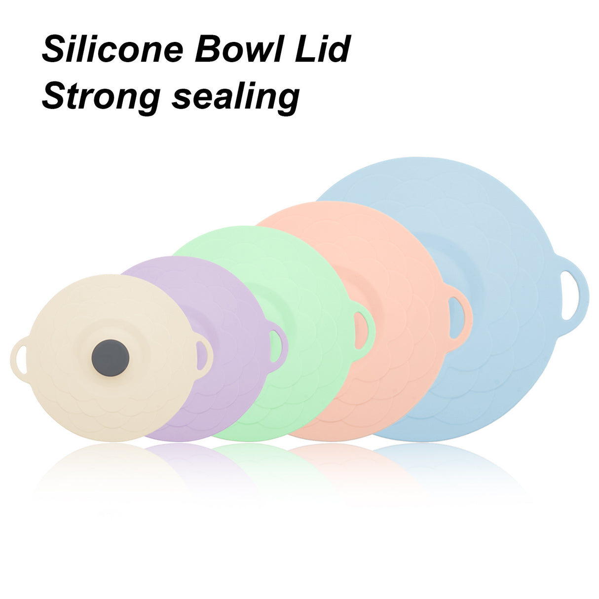 Grey Two-Set Five-Piece Silicone Fresh-Keeping Lids - Heat-Resistant, Anti-Spill, and Dust-Proof
