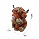 Cute Scottish Highland Cow Resin Statue - Nordic Home Decor Gift - Front View