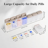 Transparent + Multicolor Cover Weekly Pill Organizer 1-Time-a-Day - Large Capacity Magnetic Closure Pill Box (246 x 49 x 23 mm) - Front View