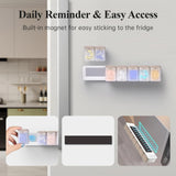 Black + Multicolor Cover Weekly Pill Organizer 1-Time-a-Day - Large Capacity Magnetic Closure Pill Box (246 x 49 x 23 mm)
