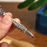 Vulcan Gold European Dip Feather Quill Pen Set - 2-Piece Retro Business Gift Box with 5 Nib Sizes - Side View