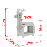 White Small Creative Reindeer-Shaped Solid Wood Bookshelf for Kids
