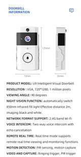 Transparent Rain Cover + Doorbell Combination HD Wireless Video Doorbell with Long-Lasting Battery - Close-Up Angle