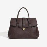 Coffee Brown Spacious Women's PU Leather Tote Bag with Laptop Compartment