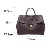 Black Spacious Women's PU Leather Tote Bag with Laptop Compartment - Front View
