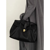 Black Spacious Women's PU Leather Tote Bag with Laptop Compartment - Top-Down View