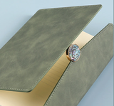 Blue Premium A5 Three-Fold Notebook Gift Set with 16GB USB and Pen - Front View