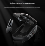 Black 2-in-1 Bluetooth Smartwatch with Integrated Earbuds for Sports