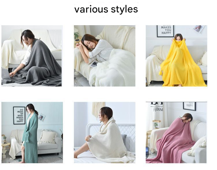 110cm x 150cm Coffee Knitted Sofa Blanket for Autumn and Winter Naps