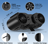 Brown-black Portable Turbo Waist Fan with Digital Display and Dual Air Outlets - Side View