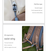 Balck-white 20L Lightweight Hiking Backpack for Camping, Travel, and Commuting - 45-Degree Angle