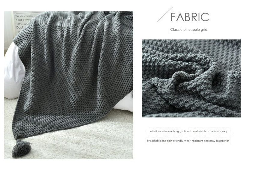 110cm x 150cm Pink Knitted Sofa Blanket for Autumn and Winter Naps