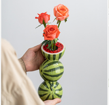 Watermelon Nordic-Style Minimalist Fruit and Flower Vase - Modern Home Decor - Front View