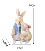 Kisses Rabbits Cute Rabbit Resin Garden Ornament - Charming Outdoor Decor - Front View
