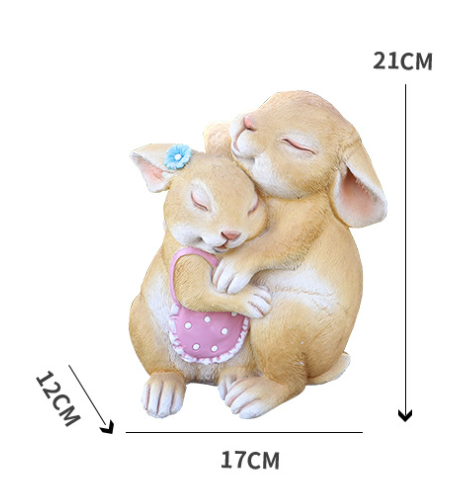 Hug Rabbits Cute Rabbit Resin Garden Ornament - Charming Outdoor Decor