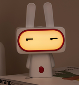 Squinting Cute Bobi Rabbit LED Night Light for Kids - USB Rechargeable - Front View