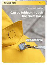 XXL Bright Yellow And Gray Trim Waterproof Four-Legged Dog Raincoat with Leash Hole for Small Breeds - 45-Degree Angle