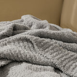 Light Grey Solid Color Plush Knitted Blanket for Sofa and Office, 152 x 203 cm, 1150g - Front View