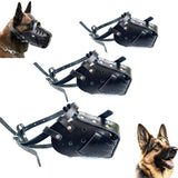 M Adjustable Leather Dog Muzzle for Large Breeds, Anti-Bite and Anti-Bark