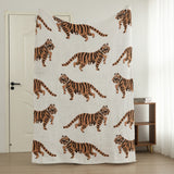 Tiger Pattern Knitted Sofa Blanket with Plush Side, 130 x 160 cm, 950g, Ideal for Napping and Office Use - Front View
