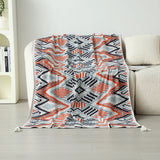 Red-blue Bohemian Knitted Sofa Blanket, 130 x 170 cm, 900g, Ideal for Hotel and Nap Use - Front View