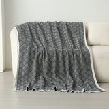 Dark Grey Knitted Sofa Blanket with Plush Side, 130 x 170 cm, 720g, Ideal for Napping and Office Use - Front View