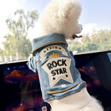 XL Around 16kg Rock 'n' Roll Denim Chic Denim Pet Vest - Stylish Jean Jacket for Dogs & Cats - Spring, Summer & Autumn Fashion