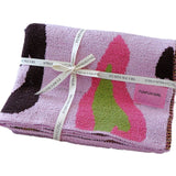 Pink Luxurious Chunky Knit Throw Blanket - Cozy & Thick Sofa Accent - 136 x 130cm (920g) - Side View