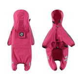 M Pink And Gray Trim Waterproof Four-Legged Dog Raincoat with Leash Hole for Small Breeds