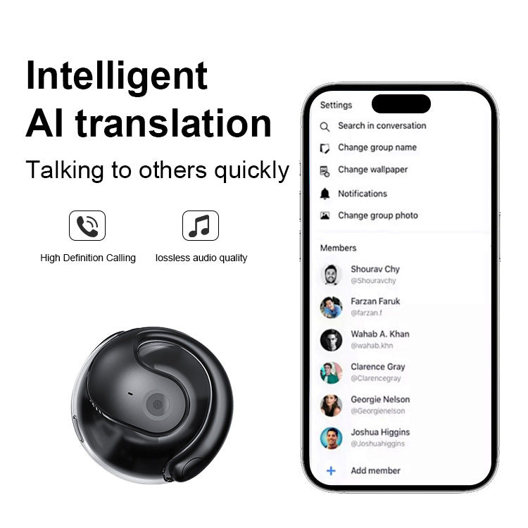 Purple T2 AI Smart Translation Earbuds - Open-Ear OWS Bluetooth 5.4 Headphones with Simultaneous Interpretation & IPX4 Waterproof