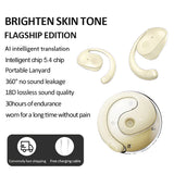 Yellow T2 AI Smart Translation Earbuds - Open-Ear OWS Bluetooth 5.4 Headphones with Simultaneous Interpretation & IPX4 Waterproof
