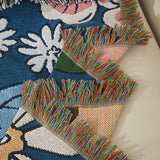 Dog Artistic Jacquard Throw Blanket - American Style Illustrated Sofa Cover & Tapestry - 130 x 160cm - Front View