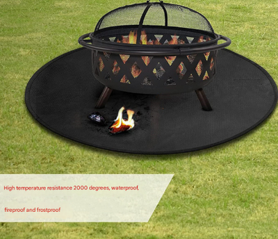 24-Inch Black Fireproof Mat for Fire Pit and BBQ - Silicone Coated