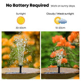 16cm Solar Floating Fountain with LED Light for Bird Bath and Pond - Side View