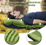 Grey 190cm Ultra-Light Foot Pump Inflatable Camping Sleeping Pad - Top-Down View