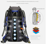 Navy Blue Nylon Hiking Backpack - Multifunctional Outdoor Sports Bag - Top-Down View