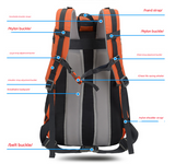 Navy Blue 20L Women's Orange Mountaineering Backpack - Water-Resistant - Top-Down View