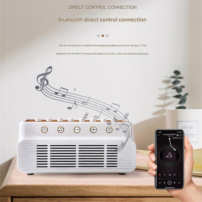 Retro White Noise Sound Machine & Bluetooth Speaker - 8 Nature Sounds, Smart Timer(Black and white)