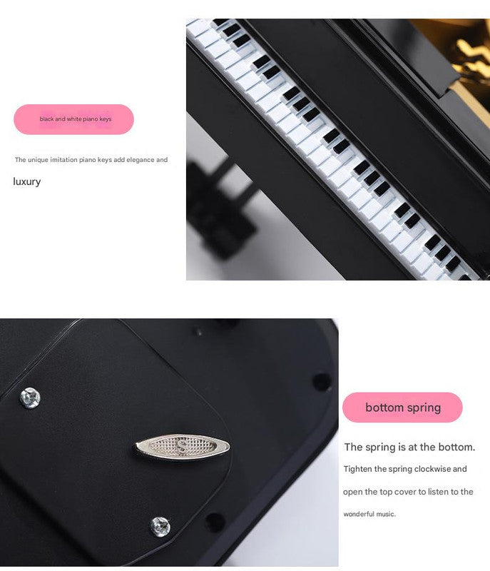 Classical Grand Piano Music Box with Dancing Ballerina(Regular version - pink)