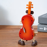 Dancing Musical Instrument Figurines - Wind-Up Guitar & Cello Toys with Moving Parts(Violin) - 45-Degree Angle