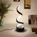 Modern Spiral LED Table Lamp - Dimmable, 3 Light Modes(black) - Side View