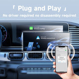 2-in-1 Wireless CarPlay & Android Auto Adapter - Plug & Play Dongle for Cars(Applicable to iPhone-White) - Front View